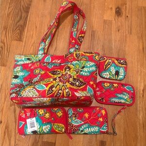 Vera Bradley lot in Rumba. Tote, coin purse,eye glass case, wallet, wristlet